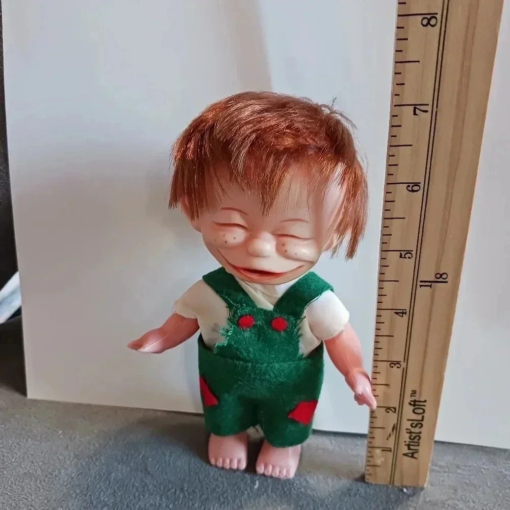Vtg brat doll red hair ugly overalls